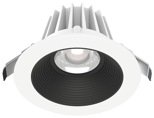Lotus LED Lights 4 Inch Round Recessed White Trim LED 15W CCT Selectable 2700K/3000K/3500K/4000K/5000K Baffle Black Reflector 36 Degree Air Tight 90 CRI (JXL-COB04-R15W-5CCT-WH-4RR-BF-BK)