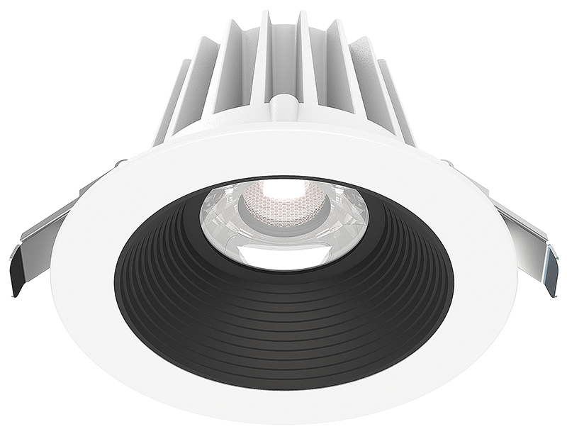 Lotus LED Lights 4 Inch Round Recessed White Trim LED 15W CCT Selectable 2700K/3000K/3500K/4000K/5000K Baffle Black Reflector 36 Degree Air Tight 90 CRI (JXL-COB04-R15W-5CCT-WH-4RR-BF-BK)