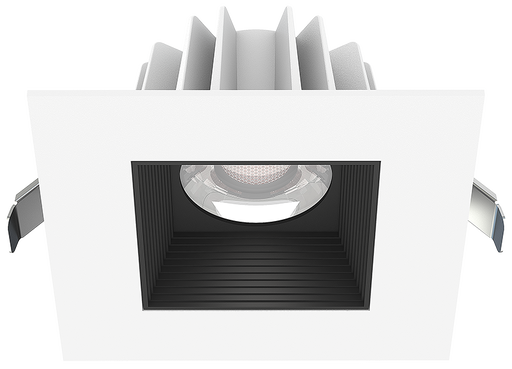 Lotus LED Lights 4 Inch Square Recessed White Trim LED 15W CCT Selectable 2700K/3000K/3500K/4000K/5000K Baffle Black Reflector 36 Degree Air Tight 90 CRI (JXL-COB04-S15W-5CCT-WH-4SR-BF-BK)