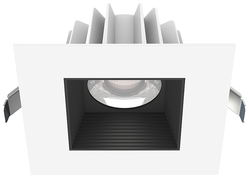 Lotus LED Lights 4 Inch Square Recessed White Trim LED 15W CCT Selectable 2700K/3000K/3500K/4000K/5000K Baffle Black Reflector 36 Degree Air Tight 90 CRI (JXL-COB04-S15W-5CCT-WH-4SR-BF-BK)