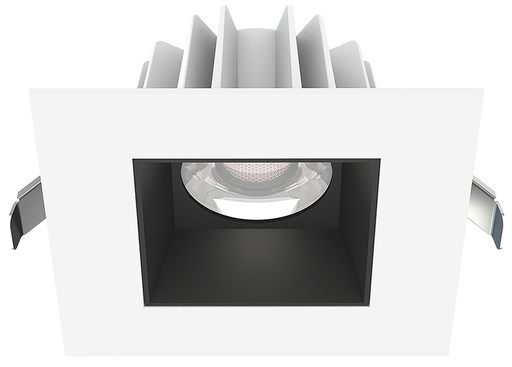 Lotus LED Lights 4 Inch Square Recessed White Trim LED 15W CCT Selectable 2700K/3000K/3500K/4000K/5000K Smooth Black Reflector 36 Degree Air Tight 90 CRI (JXL-COB04-S15W-5CCT-WH-4SR-SM-BK)