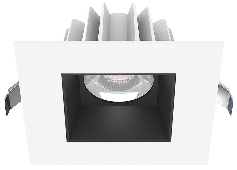 Lotus LED Lights 4 Inch Square Recessed White Trim LED 15W CCT Selectable 2700K/3000K/3500K/4000K/5000K Smooth Black Reflector 36 Degree Air Tight 90 CRI (JXL-COB04-S15W-5CCT-WH-4SR-SM-BK)