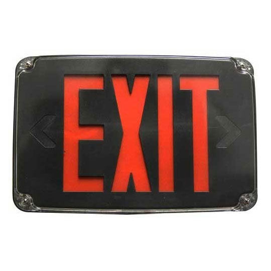 Best Lighting Products Compact Polycarbonate Exit Sign Single Face Red Letters Black Housing AC Only No Self-Diagnostics Dual Circuit Operation-277V Input Tamper-Proof Hardware No Custom Wording (WLEZXTEU1RB2C-277-TP)