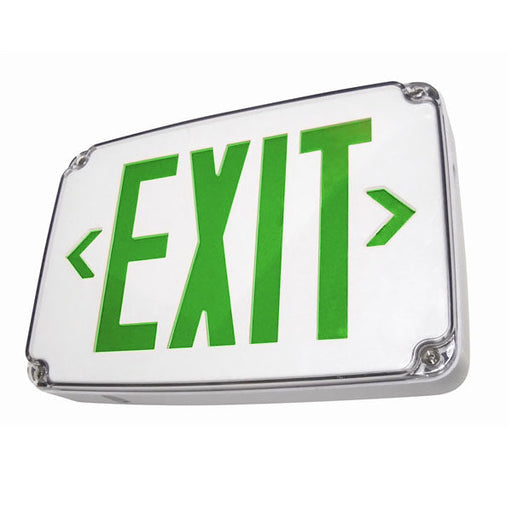 Best Lighting Products Compact Polycarbonate Exit Sign Double Face Green Letters White Housing AC Only No Self-Diagnostics Dual Circuit Operation-277V Input Tamper-Proof Hardware No Custom Wording (WLEZXTEU2GW2C-277-TP)