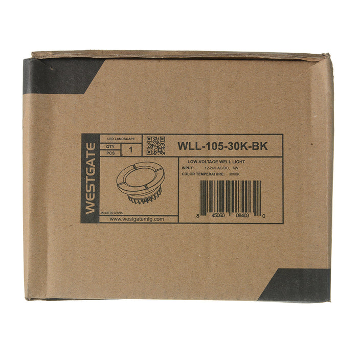 Westgate Manufacturing Integrated LED Well Light Flat 12-24V AC/DC 6W 3000K Black (WLL-105-30K-BK)