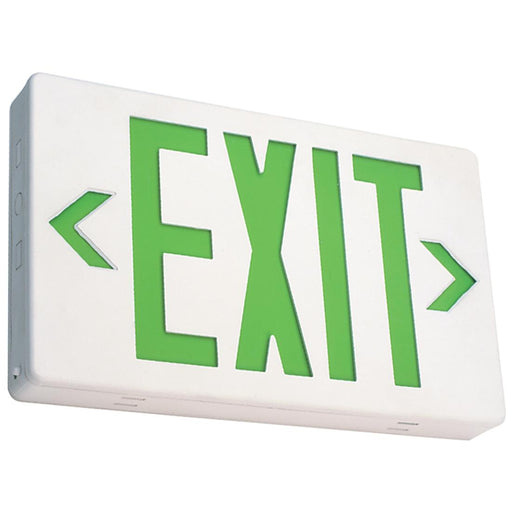 Best Lighting Products LED Double Faced White Exit Sign With Green Letters Battery Backup (EZXTEU2GW-EM)