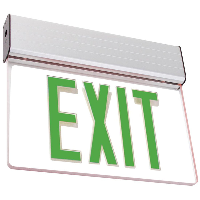 Best Lighting Products LED Single Faced Clear Edge Lit Exit Sign With Green Letters Battery Backup (ELXTEU1GCAEM)