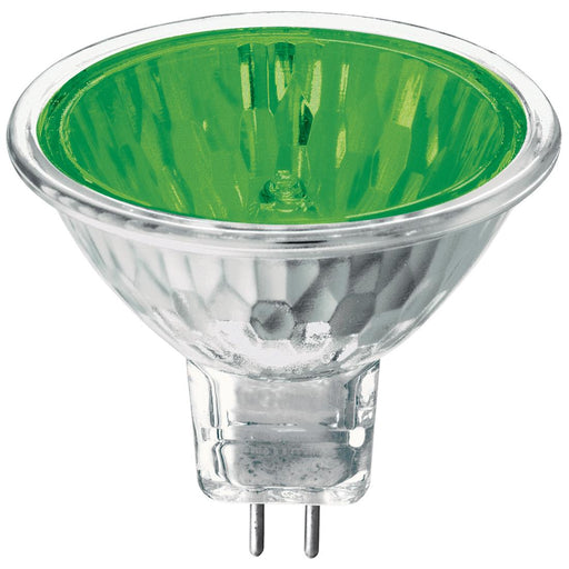 Athalon 50W MR16 Halogen 2800K 12V Bi-Pin GU5.3 Base Green Covered Glass Flood Bulb EXN (EXN/GR/ATH)