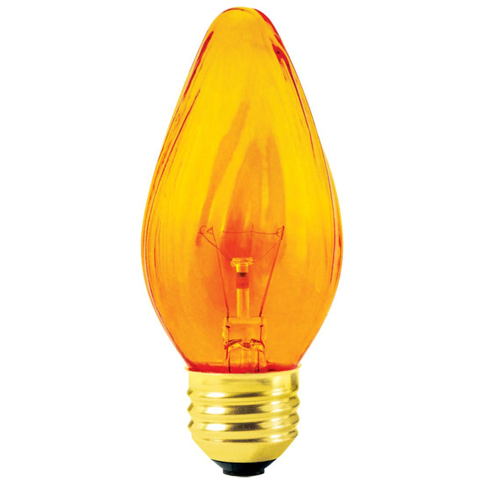 Standard 40W F15 Flame Incandescent 130V Medium (E26) Base Amber Decorative Bulb (40F15/Amber)