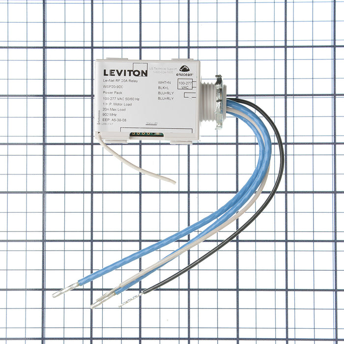 Leviton Levnet RF Wireless 20A Relay Power Pack Switching 1/2 Inch Threaded Nipple 100-277V 50/60Hz 902MHz Enocean (WSP20-9D0)