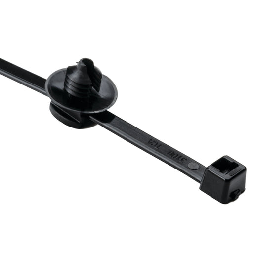 HellermannTyton 2-Piece Cable Tie/Fir Tree Mount 6.0 Inch Long Mounting Hole Diameter .26 Inch-.28 Inch PA66HS Black 500 Per Package (150-52693)