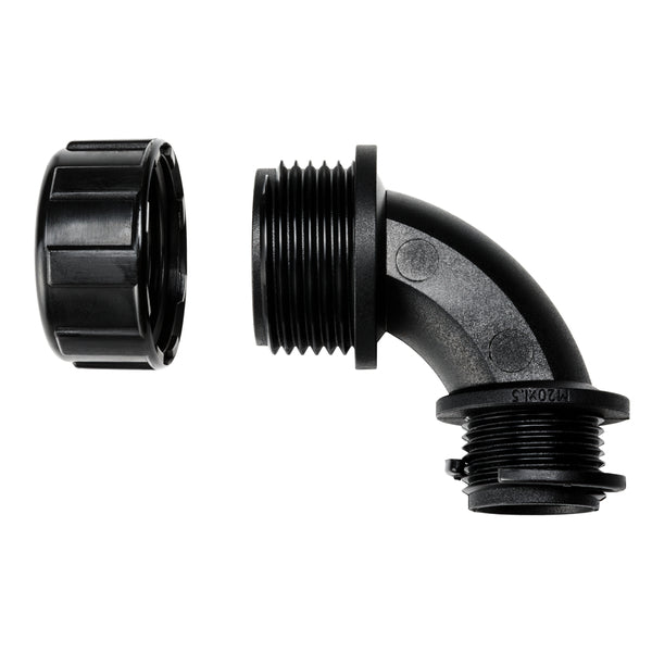 HellermannTyton HelaGuard Non-Metallic IP65 Fitting 45-Elbow NPT Thread 0.75 Inch Diameter PA66 Black 10 Per Package (166-90126)