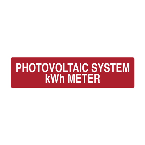 HellermannTyton Solar Label Photovoltaic System kWh Meter 4.0 Inch X 1.0 Inch Vinyl Red 10 Per Package (596-00743)
