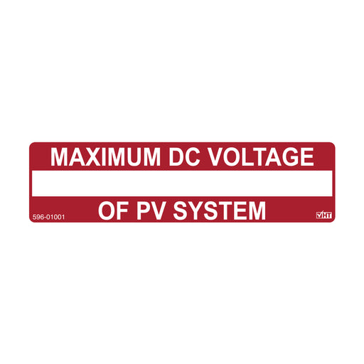 HellermannTyton Solar Label Printable Maximum DC Voltage Label 3.75 Inch X 1.0 Inch Pet Red (596-01009)