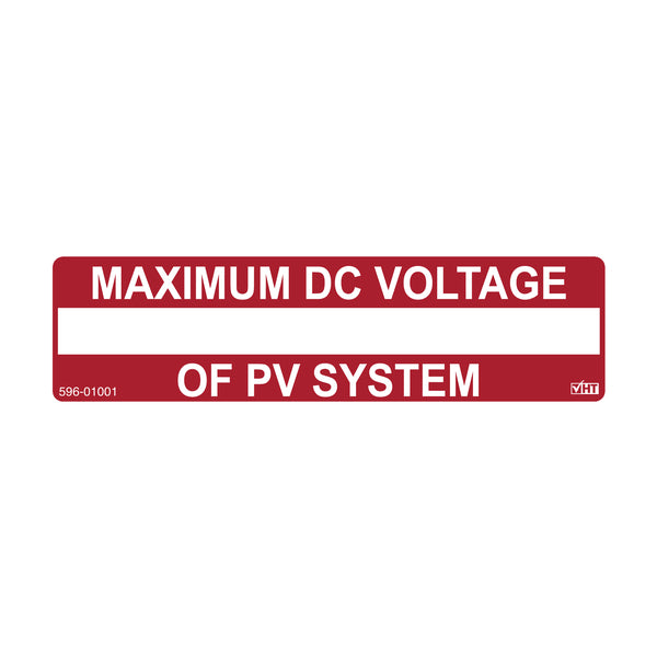 HellermannTyton Solar Label Printable Maximum DC Voltage Label 3.75 Inch X 1.0 Inch Pet Red (596-01009)