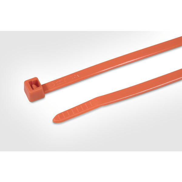 HellermannTyton Cable Tie 4 Inch Long UL Rated 18 Pounds Tensile Strength PA66 Orange 100 Per Package (111-01934)