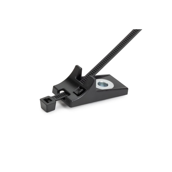 HellermannTyton 2-Piece Cable Tie/Screw Mount 8 Inch Long M6 Hole 50 Pound PA66HS/PA66HIRHS Black 2000 Per Carton (156-01121)