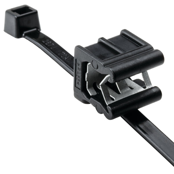 HellermannTyton 2-Piece Cable Tie And Edge Clip 8.0 Inch Long EC23 3-6mm Panel 50 Pound PA66HS/PA66HIRHSUV Black 500 Per Package (156-00556)