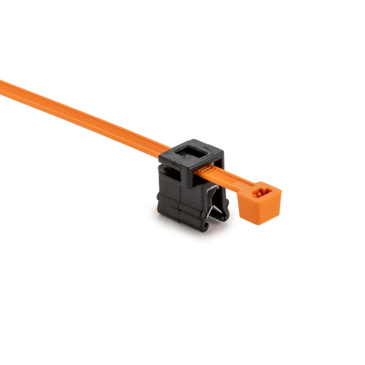 HellermannTyton 2-Piece Cable Tie/Edge Clip 8.0 Inch Long EC4B 1-3 Mm Panel 50 Pound PA66HIRHS/PA66HIRHSUV Orange/Black 500 Per Package (156-04051)