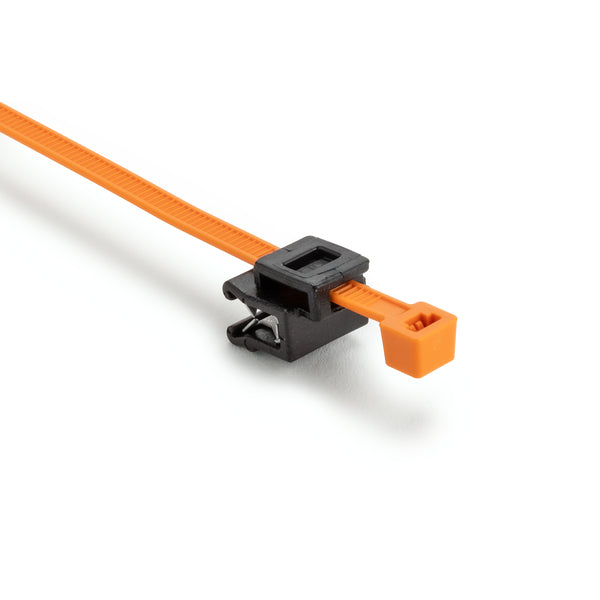 HellermannTyton 2-Piece Cable Tie/Fir Tree Mount Unassembled Set 8.0 Inch Long 50Mm Max Bundle PA66HIRHS Orange/Black 3000 Per Carton (156-04033)