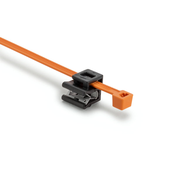 HellermannTyton 2-Piece Cable Tie/Edge Clip 8.0 Inch Long EC5B 1-3 Mm Panel 50 Pound PA66HIRHS/PA66HIRHSUV Orange/Black 500 Per Package (156-04053)