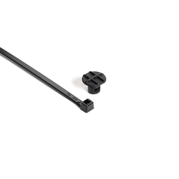 HellermannTyton Cable Tie With Button Mount 0.35 Inch Hole Diameter 0.12 Inch Maximum Panel 0.07 Inch Maximum Tie Width PA66HIRHSUV Black 500 Per Package (156-02512)