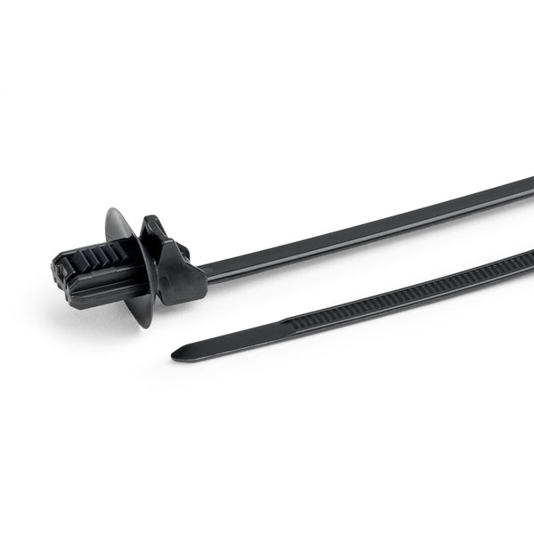 HellermannTyton 1-Piece Cable Tie/Fir Tree Mount With Disc 6.5 Inch Long 6.5-13mm Mounting Hole PA66HS Black 6000 Per Carton (157-00388)