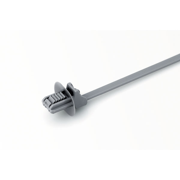 HellermannTyton 1-Piece Cable Tie/Fir Tree Mount With Disc 6.5 Inch Long 6.2-12.2mm PA46 Gray 1000 Per Bag (157-00069)