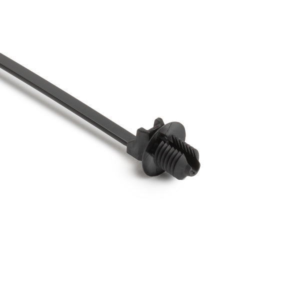 HellermannTyton Fir Tree Mount Cable Tie 6.5 Inch Long 0.30-0.33 Inch Mounting Hole 50 Pound PA66HIRHSUV Black 500 Per Package (157-00187)