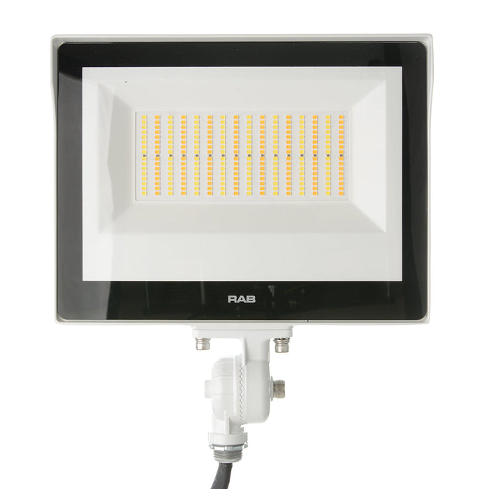 RAB LED Flood X17 Field Adjustable 80W-60W-40W 3000K/4000K/5000K With Knuckle Mount Photocell White (X17XFU80W)