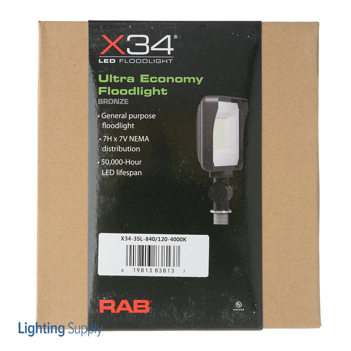 RAB X34 Flood 35W 4100Lm 4000K LED 120V Knuckle Mount Bronze (X34-35L-840/120)