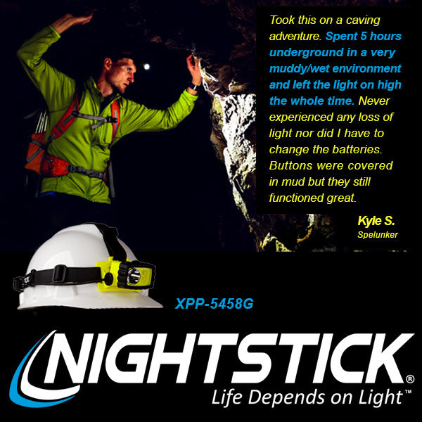 Nightstick Safety Rated Intrinsically Safe LED Headlamp With White And Green LEDS-Green (XPP-5458G)