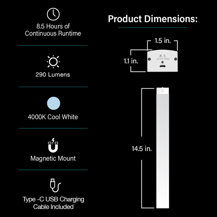 Feit Electric 14.5 Inch Rechargeable LED Under Cabinet Light (UCL14.5/840/BAT)