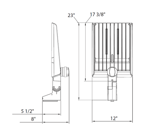 RAB A22 Field Adjustable Area Light 150W/120W/100W 3000K/4000K/5000K Type 5 Pole Mount 480V 7-Pin Receptacle White (A22-5T150W/480)