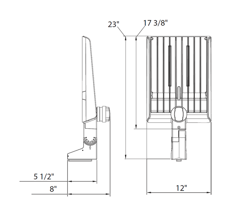 RAB A22 Field Adjustable Area Light 200W/180W/160W Type 5 3000K/4000K/5000K Pole Mount Microwave Occupancy Sensor Black (A22-5T200B/MVS)