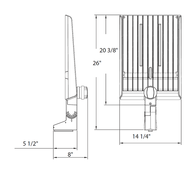 RAB A22 Field Adjustable Area Light 320W/280W/250W Type 2 3000K/4000K/5000K Pole Mount Microwave Occupancy Sensor Black (A22-2T320B/MVS)