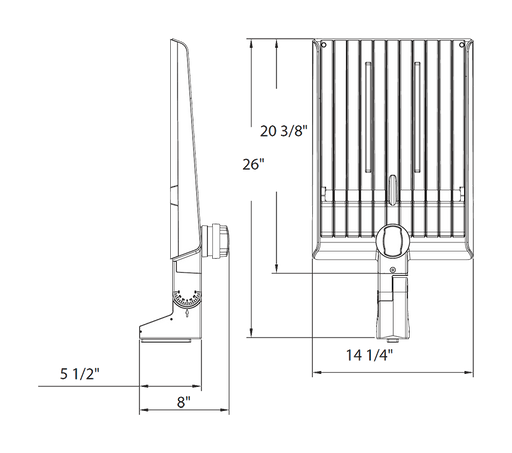 RAB A22 Field Adjustable Area Light 320W/280W/250W Type 5 3000K/4000K/5000K Pole Mount Microwave Occupancy Sensor Black (A22-5T320B/MVS)