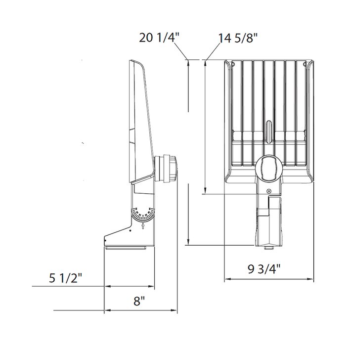 RAB A22 Field Adjustable Area Light 70W/60W/50W 3000K/4000K/5000K Type 3 Pole Mount 7-Pin Receptacle White (A22-70W)