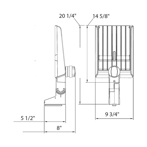 RAB A22 Field Adjustable Area Light 70W/60W/50W 3000K/4000K/5000K Type 3 Pole Mount 7-Pin Receptacle Bronze (A22-70)