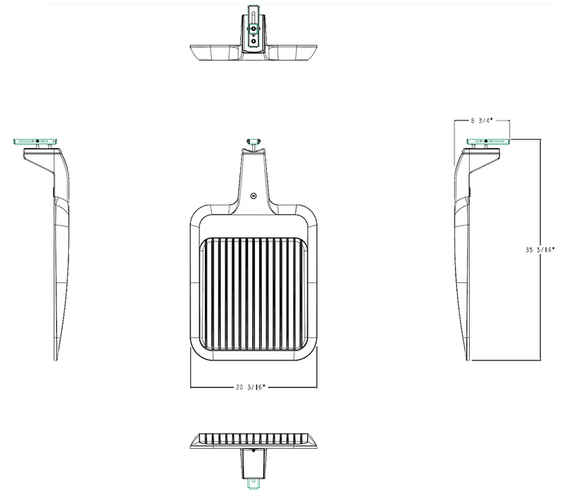 RAB LED Large Area Light Type V Wattage/CCT Selectable 250W/200W/150W 3000K/4000K/5000K 120-277V Pole Mount Bronze (A34T5L)