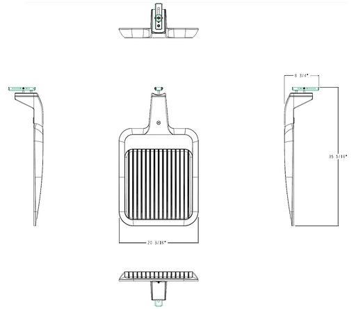 RAB LED Large Area Light Type III Wattage/CCT Selectable 250W/200W/150W 3000K/4000K/5000K 120-277V Pole Mount Bronze (A34T3L)