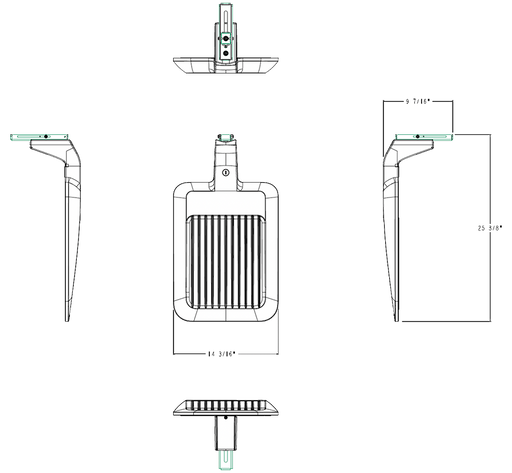 RAB LED Medium Area Light Type III Wattage/CCT Selectable 150W/125W/100W 3000K/4000K/5000K Pole Mount 120-277V Bronze (A34T3M)