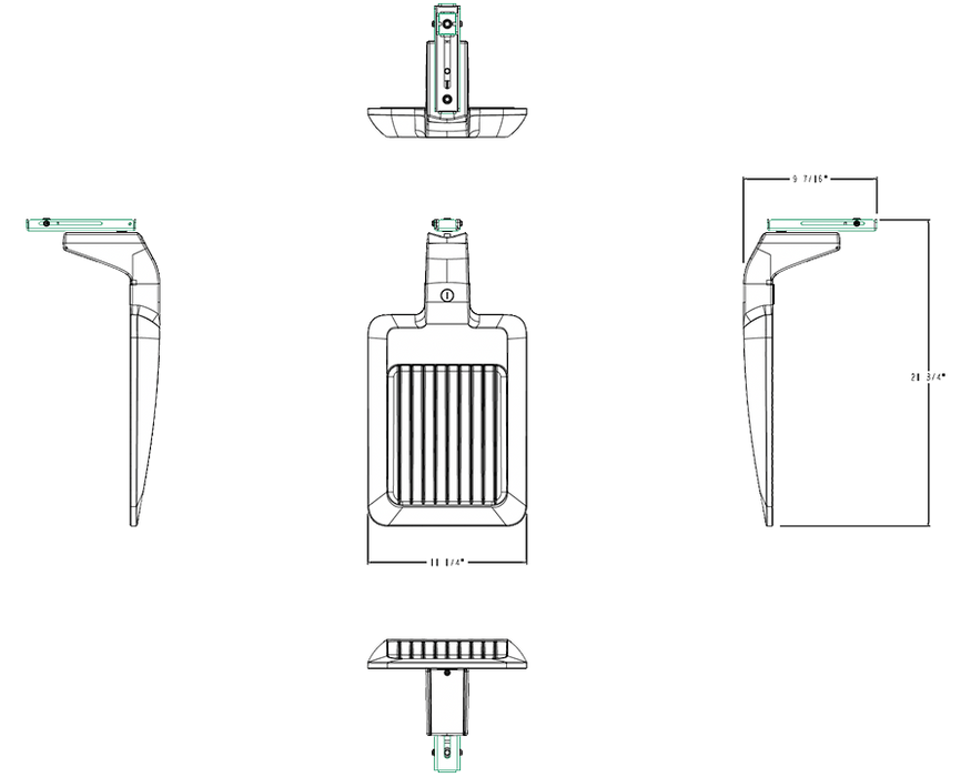 RAB LED Small Area Light Type V Wattage/CCT Selectable 100W/80W/50W 3000K/4000K/5000K Pole Mount 120-277V Bronze (A34T5S)