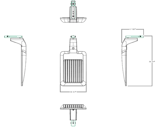 RAB LED Small Area Light Type III Wattage/CCT Selectable 100W/80W/50W 3000K/4000K/5000K Pole Mount 120-277V Bronze (A34T3S)