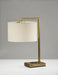 Adesso Antique Brass Austin Adesso Charge Table Lamp-Natural Textured Fabric Drum Shade-60 Inch Clear Cord-On/Off Rotary Socket Switch (4123-21)