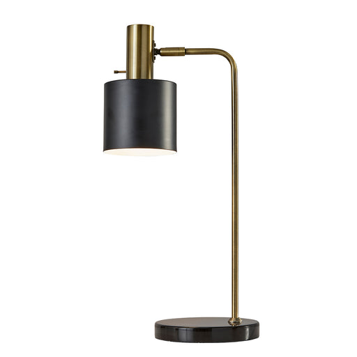 Adesso Antique Brass And Black Emmett Desk Lamp-Black Painted Metal Shade And 70.866 Inch Clear Cord And Rotary Switch On Socket (3158-01)