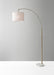 Adesso Antique Brass Bowery Arc Lamp-Off-White Textured Linen Drum Shade And 60 Inch Clear Cord And On/Off Rotary Switch (4249-21)