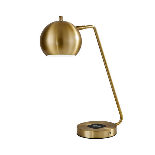 Adesso Antique Brass Emerson Adesso Charge Desk Lamp-Antique Brass Globe Shade And 60 Inch Clear Cord And On/Off Rotary Socket Switch (5131-21)