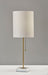 Adesso Antique Brass Fiona Table Lamp-White Textured Fabric Cylinder Shade And 60 Inch Clear Cord And Pull Chain (5177-21)