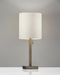 Adesso Antique Brass Liam Table Lamp-Light Beige Textured Fabric Tall Drum Shade And 60 Inch Clear Cord And On/Off Pull Chain Switch (1546-21)